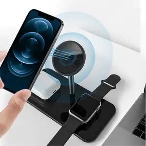 Trending Products 2024 New Arrivals Magnetic Wireless Charger Charging Station Mobile Phone Watch Earphone Charging