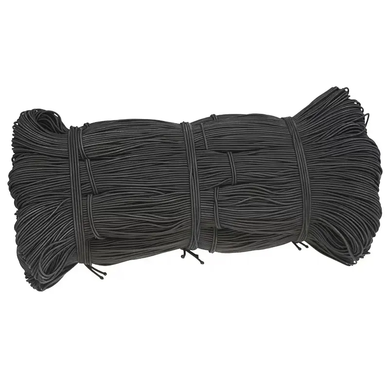 Cuerda elástica de 3mm, 4mm, 5mm, 6mm, 7mm, 12mm y 15mm, cuerda elástica de choque, cuerda elástica de artesanía pesada negra