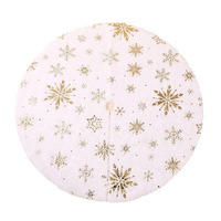 Jupe de Sapin de Noël Imprimée Flocons de Neige Argent et Or avec Utilisation Extérieure en Peluche Décorations de Noël Décoratives Spot Blanc Bronzage