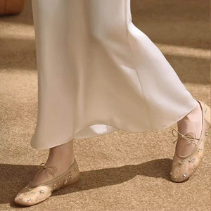 Factory Price Comfortable Anti-Slippery Indoor/Outdoor <b>Flat</b> Sandals <b>Pointed</b> Autumn Office Work Ballet Use Breathable Mesh Casual - Product Image 4