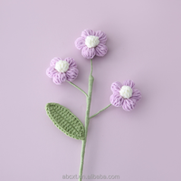 Bouquet de fleurs d'hibiscus en crochet tricoté à la main, 5 têtes, en coton durable, pour cadeau et décoration intérieure - Vente en gros