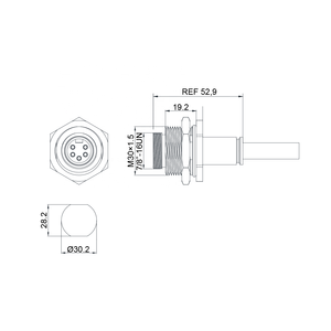Conector de Datos Industrial de 600V, Piezas para PC, IP67, Serie de 7/8'', Terminal de Cable Abierto con Blindaje, Cables de Sensor de PVC DN27 - Product Image 5