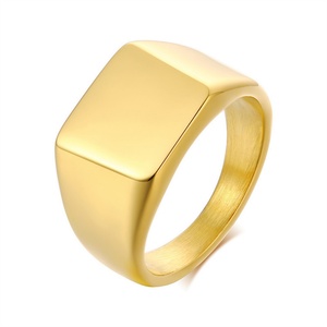 15year Factory Stainless Steel Gold Plated Custom Engraved Cluster Men's <b>Ring</b> - Product Image 3