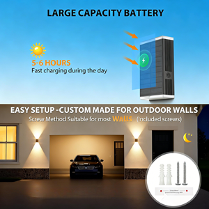 Applique murale solaire extérieure IP54 étanche en ABS, éclairage LED mural pour clôture de jardin, patio et allée - Product Image 4