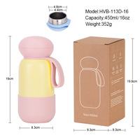 Nouvelle bouteille d'eau isotherme en acier inoxydable de 450 ml avec cuillère, portable, anti-fuite, colorée, pour l'extérieur
