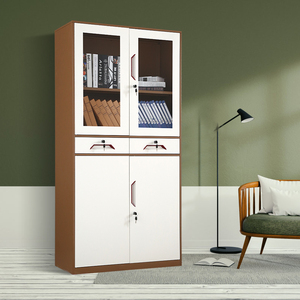 Gabinete de casillero de Metal de 2 puertas de diseño moderno, almacenamiento de hierro de vidrio ajustable para el hogar, oficina, escuela, muebles de oficina, archivador - Product Image 6