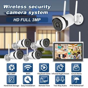3MP 10 ''LCD 4CH Système de caméra de sécurité domestique sans fil WiFi CCTV NVR Kit Caméra de surveillance Systèmes de surveillance - Product Image 4