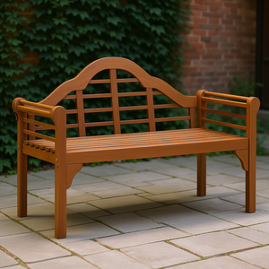 Panca da Giardino Ergonomica in Legno Massello di Acacia Marrone per Arredamento Esterno e Patio - Product Image 2