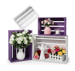 Cajas <span class=keywords><strong>de</strong></span> Madera Pintadas con Asas, <span class=keywords><strong>Macetas</strong></span> Decorativas, Estante <span class=keywords><strong>de</strong></span> Exhibición para Plantas, para Bodas - Product Image 1