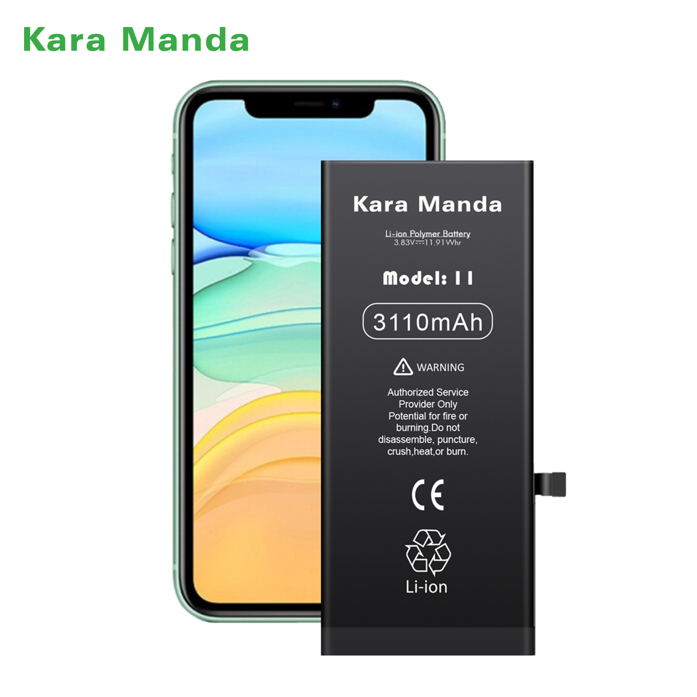 Kara Manda Mobile Phone Accessories 3110mAh 3550mAh Replacement Batteries for iPhone 11 Battery Original Capacity