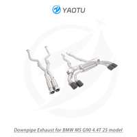 YT knalpot aliran tinggi Downpipe untuk BMW M5 G90 4.4T 2024 + suku cadang boneka otomatis baja tahan karat