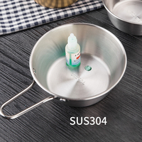 Bol à vin de riz en acier inoxydable 304 de style coréen bol à sauce de cuisson avec poignée pour le camping et la cuisine en plein air