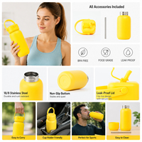 Bouteille d'eau isotherme en acier inoxydable 18oz 24oz, tasse à café en acier inoxydable avec paille