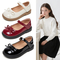 Chaussures plates noires pour filles, style princesse, avec nœud, confortables, pour l'école, les étudiants, les fêtes et les spectacles
