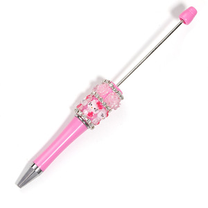Stylo à bille en plastique avec strass colorés, design de chat KT de dessin animé, nouveau modèle 2025, fabrication de bijoux, jouets durables - Product Image 4