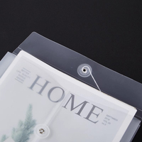 Carpeta de sobres de plástico transparente de tamaño A4 personalizada, portadocumentos de PP, cadena de botones, bolsa protectora de hojas con logotipo personalizado
