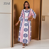 Couture robe rayée à manches longues imprimé col rond a-ligne grande robe balançoire réception fête