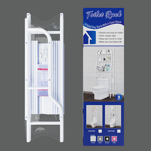 3-Tier Foldable Iron <strong>Steel</strong> Modern Standing Type Bathroom Over the Toilet <strong>Rack</strong> Organizer for Home Storage - Product Image 6