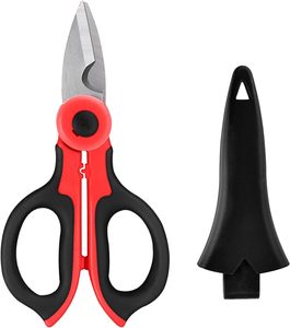 Sécateur de jardin avec poignée rouge et noire, lames en acier inoxydable et étui de protection pour la taille des bonsaïs et des fleurs - Product Image 1