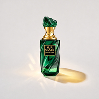 Produit Tendance : Flacon en Verre Vide Torsadé 30ml 50ml 100ml avec Logo Personnalisé, Couvercle Doré Effet Pierre Précieuse Irrégulière, pour Parfum