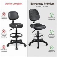 Chaise de travail durable en PP pour laboratoire avec base en nylon et fonction pivotante pour salle blanche électronique, commande de projet institutionnel