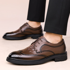 รองเท้าบร็อกผู้ชาย หนังวัวแท้ คุณภาพสูง ส้นเตี้ย เหมาะสำหรับงานแต่งงาน ธุรกิจ ลำลอง และงานทางการ - Product Image 4