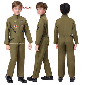 Disfraces de Halloween <span class=keywords><strong>Top</strong></span> <span class=keywords><strong>Gun</strong></span> película <span class=keywords><strong>Cosplay</strong></span> uniforme de piloto americano para niños adultos mono de piloto de combate verde traje de actuación - Product Image 1