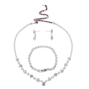 Ensemble de collier et boucles d'oreilles romantiques en cristal couleur argent pour femmes, bijoux classiques pour fêtes et mariages, nouvelle mode, cadeau KIKI - Product Image 1