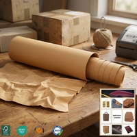 Rouleau de papier kraft recyclable enduit de résine double face lavable pour l'artisanat et l'emballage cadeau avec impression sérigraphique et logo personnalisé