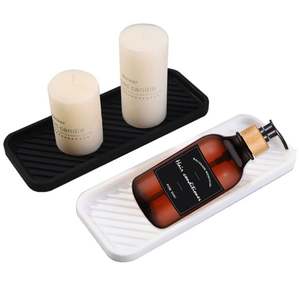 Hot Sale Silicone Soap Dispenser Tray Countertop Soap Shampoo Bottles Storage Tray Silicone Bathroom Kitchen <b>Sink</b> Storage Rack - Product Image 4