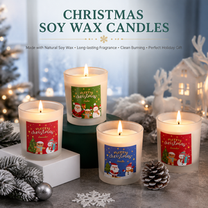 AIKUN Wholesale Factory Supply Handmade Soy Wax Santa Claus Christmas Snowman Fragrance Glass Scented <b>Candles</b> - Product Image 3
