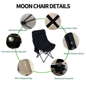 Silla de Camping Plegable de Lujo con Respaldo Alto, Color Arena, Asiento Portátil para Exteriores, Ideal para Picnic en el Bosque y Fiestas - Product Image 2