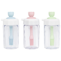 Bouteille de stockage d'huile anti-fuite monobloc de 200 ml avec couvercle à brosse en silicone intégré, applicateur d'huile résistant à la chaleur pour grillades et pâtisserie