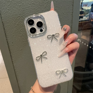 Custodia per telefono con fiocco <span class=keywords><strong>rosa</strong></span> glitterato di lusso per <span class=keywords><strong>iPhone</strong></span> 17 16 15 14 <span class=keywords><strong>Pro</strong></span> <span class=keywords><strong>Max</strong></span> Bling Sparkle Diamond <span class=keywords><strong>cover</strong></span> per cellulare per ragazze - Product Image 4