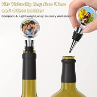Bouchon de bouteille de vin personnalisé avec photo et nom, cadeau en métal pour la Saint-Valentin, bouchon en silicone réutilisable pour bouteilles de vin et de boissons