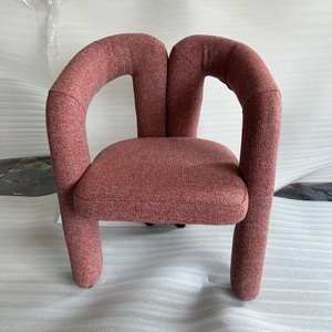 Chaises de salle à manger modernes minimalistes en forme de M avec structure en fer et tissu David - Product Image 3