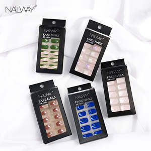 24Pcs Faux <span class=keywords><strong>Ongles</strong></span> Chrome <span class=keywords><strong>Dégradé</strong></span> Court Amande Brillant Brun Ombré Brillant Gel Press on Nails Avec Miroir Metal Design - Product Image 6