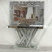 Console murale de style européen Taipei avec miroir et accents diamantés pour entrée de luxe