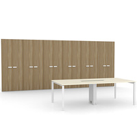 Bureau de travail en bois pour 4, 6, 8 ou 12 personnes avec armoire de rangement, poste de travail informatique extensible et autonome, mobilier de bureau