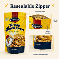 Sachet d'emballage personnalisé pour snacks de poulet avec fermeture éclair, pochette souple de qualité alimentaire à haute barrière pour viandes et collations
