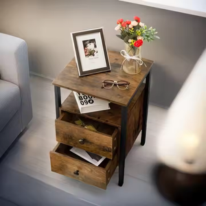 Tables de chevet en bois à 2 tiroirs OEM & ODM, modernes, rustiques et industrielles, pour la maison, le salon, la chambre à coucher - Product Image 2