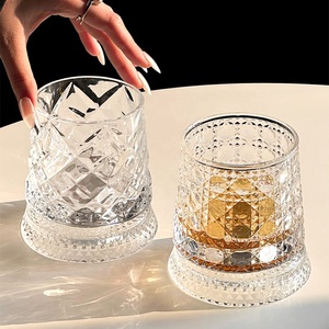 แก้ววิสกี้คริสตัลฐานหมุนได้ 360 องศา พรีเมียม หรูหรา แก้ว<span class=keywords><strong>เหล้า</strong></span>ลายนูน ชุดแก้ววิสกี้ - Product Image 4
