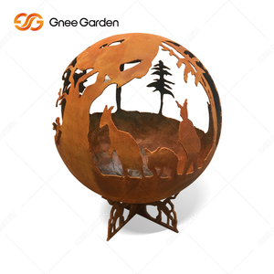 Motif créatif boule rouillée sphère de feu fosses jardin extérieur en acier corten foyer bois de chauffage carburant nouveau Design pour fête du bois de chauffage - Product Image 4