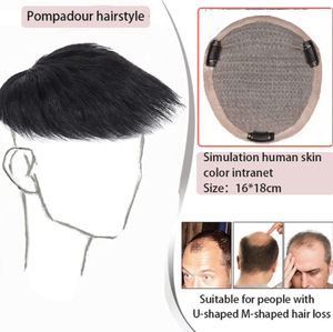 แฮร์พีชผมแท้ 100% สำหรับผู้ชาย ขนาด 18x16 ซม. ตาข่ายระบายอากาศพร้อมคลิป 3 ตัว ระบบติดตั้งง่ายสำหรับผมบาง - Product Image 3