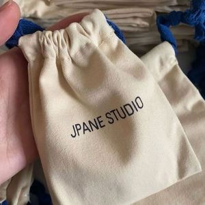Custom Small Personalized Eco Friendly Cotton Canvas <b>Drawstring</b> Gift <b>Pouch</b> Natural Cotton Draw String Bag <b>Pouch</b> With Ribbon - Product Image 1