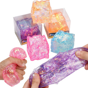 Cubo de Glitter TPR de Maltosa, Juguete Sensorial Antiestrés Blandito y Elástico, Pelota Antiestrés de Queso, Cubo para Aliviar el Estrés - Product Image 1