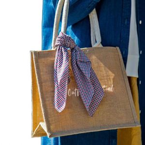 Sacs fourre-tout en jute en gros avec logo personnalisé imprimé, sac de shopping en jute réutilisable, sac de transport naturel en jute - Product Image 5