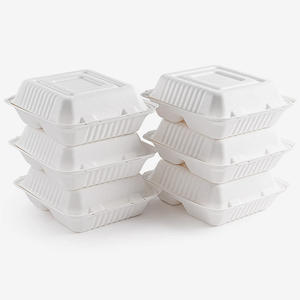 ถาดแบบฝาพับ9นิ้วเป็นมิตรกับสิ่งแวดล้อมผลิตจากเยื่อชานอ้อยย่อยสลายได้100% สำหรับบรรจุภัณฑ์อาหารก๋วยเตี๋ยวพิมพ์ลายนูน - Product Image 4