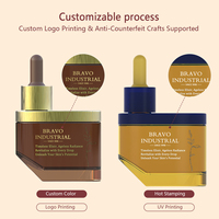Botellas de vidrio de suero de aceite esencial de lujo único de diseño de gama alta 30ml 1oz botella de cuentagotas cosmética vacía personalizada para el cuidado de la piel
