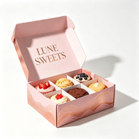 Boîte à dessert personnalisée rose avec compartiments pour cupcakes, biscuits, friandises de boulangerie, logo imprimé sur mesure, OEM, ODM, vente en gros
